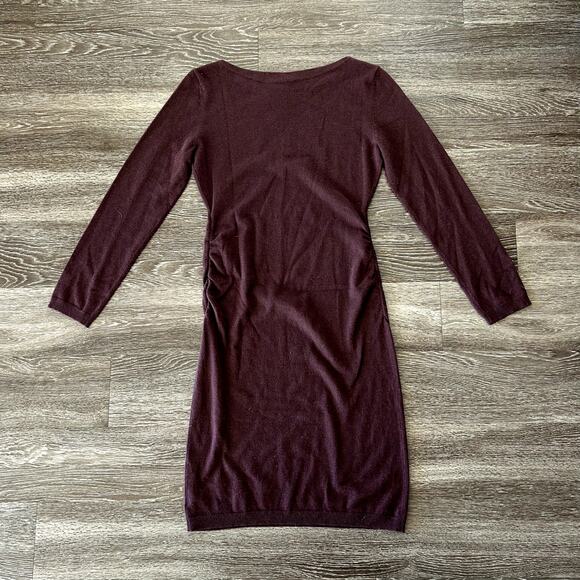 NWT Theory Boatneck Merlot 100% Cashmere Sweater Dress Sz Large Long Sleeve Midi - Picture 14 of 14